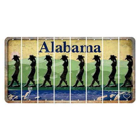 Alabama Lake and Forest Cut License Plate Strips (Set of 8) Cowgirl - Leaning