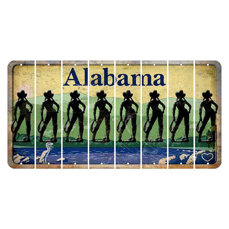 Alabama Lake and Forest Cut License Plate Strips (Set of 8) Cowgirl