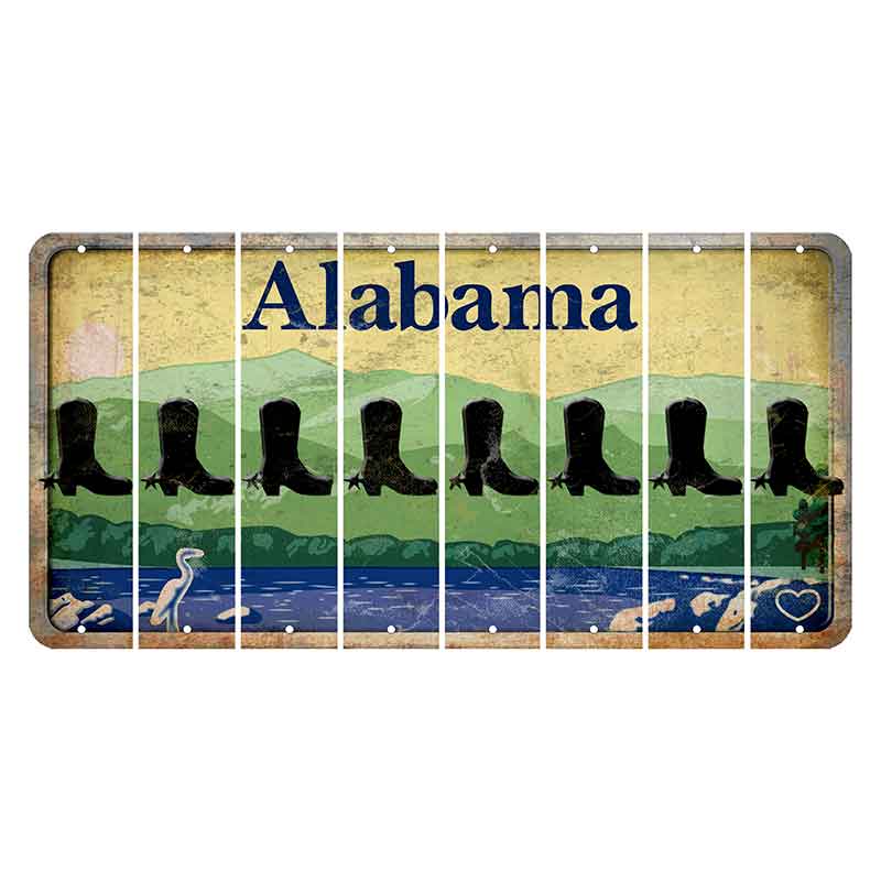 Alabama Lake and Forest Cut License Plate Strips (Set of 8) Cowboy Boot