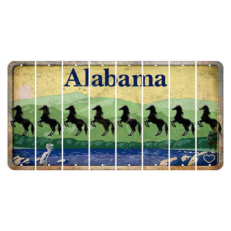 Alabama Lake and Forest Cut License Plate Strips (Set of 8) Horse