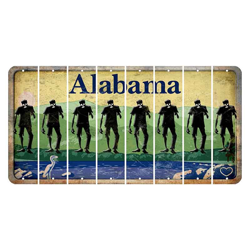 Alabama Lake and Forest Cut License Plate Strips (Set of 8) Zombie