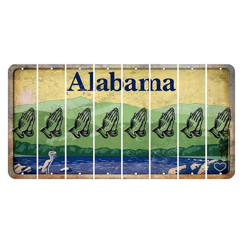 Alabama Lake and Forest Cut License Plate Strips (Set of 8) Praying Hands