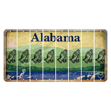 Alabama Lake and Forest Cut License Plate Strips (Set of 8) Praying Hands