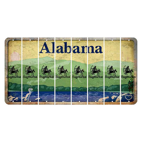 Alabama Lake and Forest Cut License Plate Strips (Set of 8) Zodiac Sign - Sagittarius