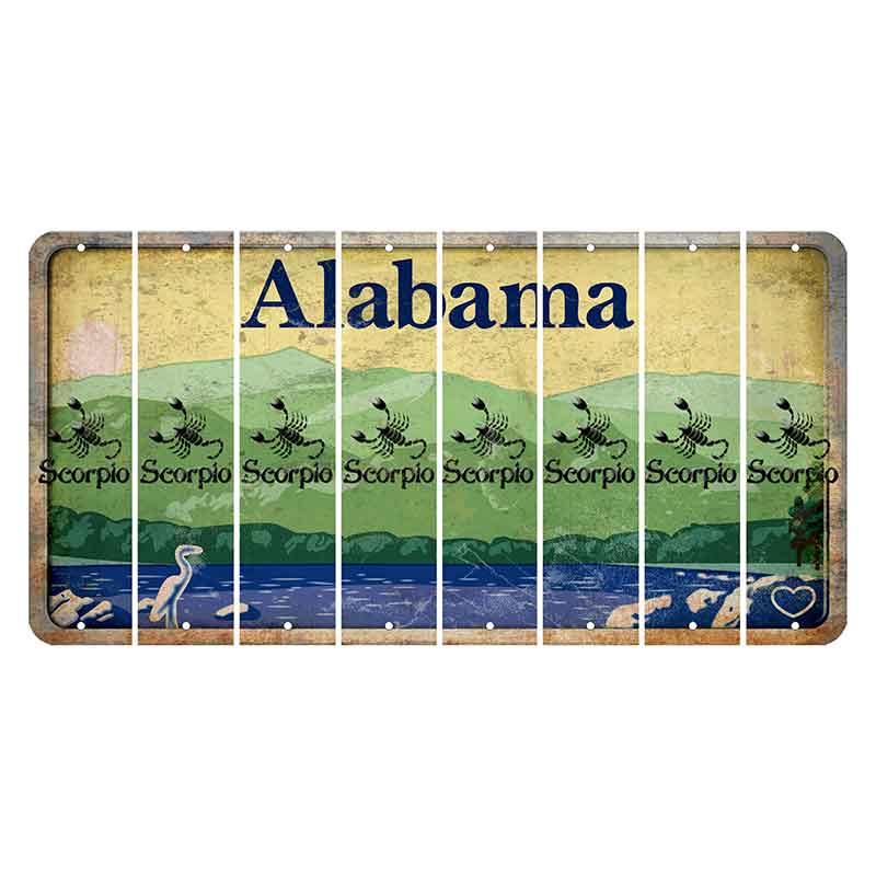 Alabama Lake and Forest Cut License Plate Strips (Set of 8) Zodiac Sign - Scorpio