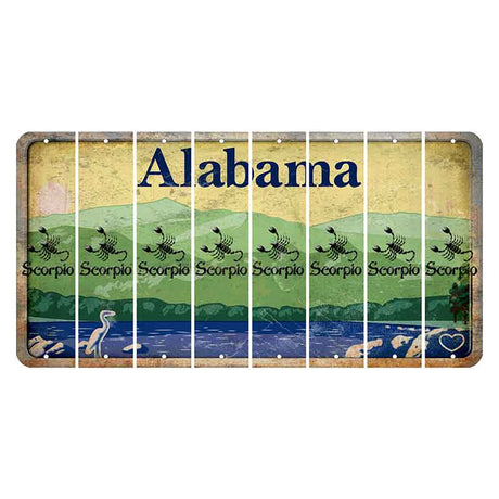Alabama Lake and Forest Cut License Plate Strips (Set of 8) Zodiac Sign - Scorpio