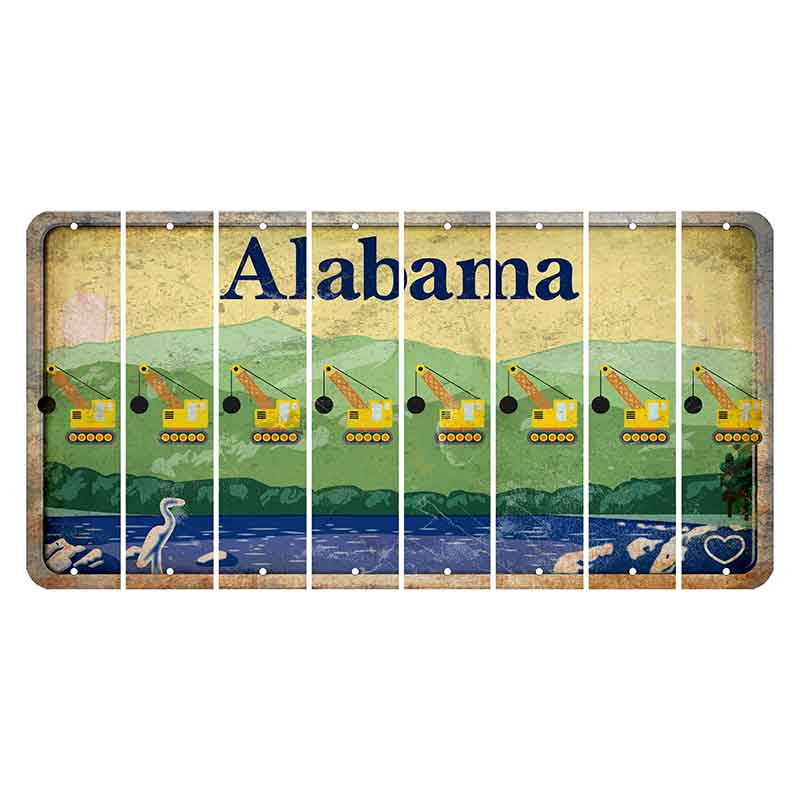 Alabama Lake and Forest Cut License Plate Strips (Set of 8) Wrecking Ball Crane