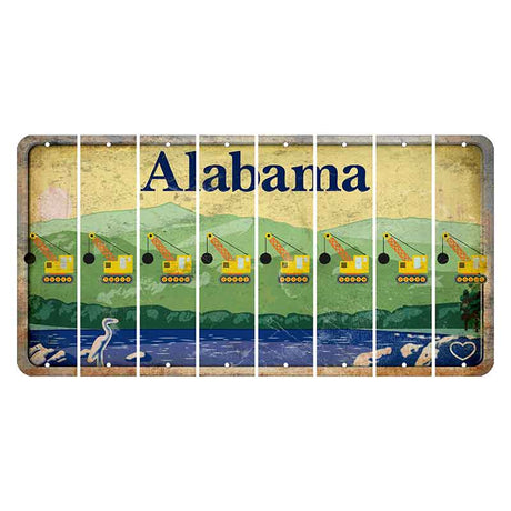 Alabama Lake and Forest Cut License Plate Strips (Set of 8) Wrecking Ball Crane