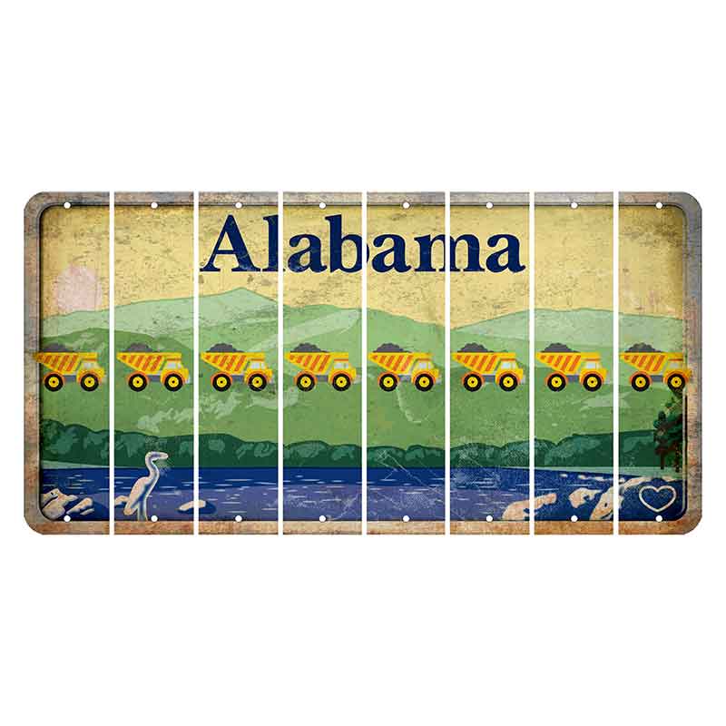 Alabama Lake and Forest Cut License Plate Strips (Set of 8) Dump Truck