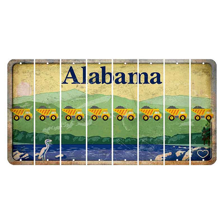 Alabama Lake and Forest Cut License Plate Strips (Set of 8) Dump Truck