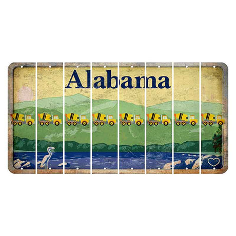 Alabama Lake and Forest Cut License Plate Strips (Set of 8) Cement Truck