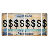 Sweet Home Alabama Cut License Plate Strips (Set of 8) Dollar Sign