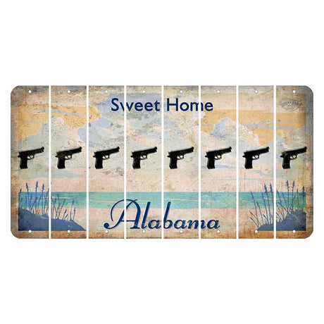 Sweet Home Alabama Cut License Plate Strips (Set of 8) Handgun