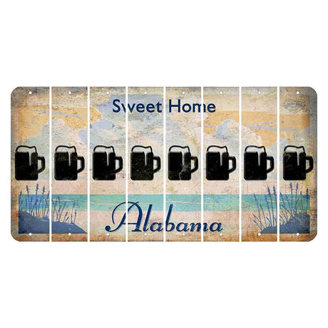 Sweet Home Alabama Cut License Plate Strips (Set of 8) Beer Mug