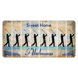 Sweet Home Alabama Cut License Plate Strips (Set of 8) Male Golfer