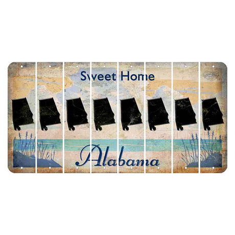 Sweet Home Alabama Cut License Plate Strips (Set of 8) State Silhouette