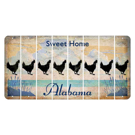 Sweet Home Alabama Cut License Plate Strips (Set of 8) Chicken