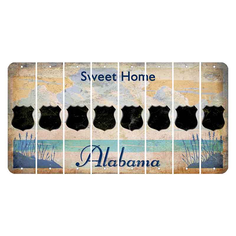 Sweet Home Alabama Cut License Plate Strips (Set of 8) Police Badge