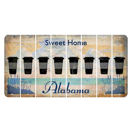 Sweet Home Alabama Cut License Plate Strips (Set of 8) Latte