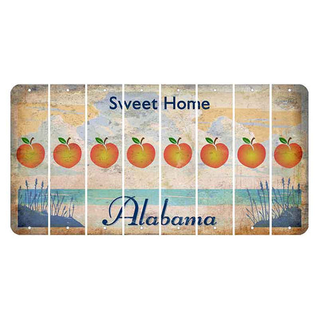 Sweet Home Alabama Cut License Plate Strips (Set of 8) Peach