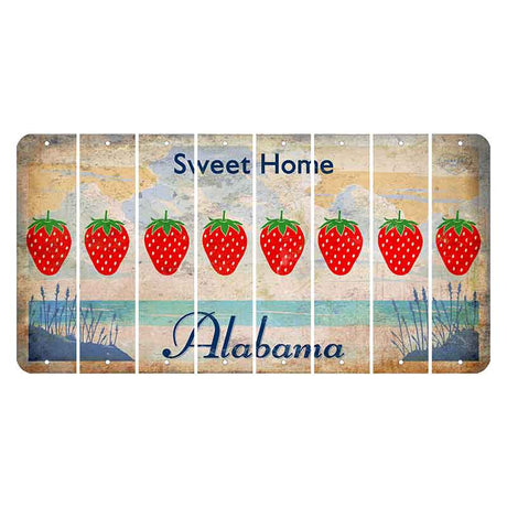 Sweet Home Alabama Cut License Plate Strips (Set of 8) Strawberry