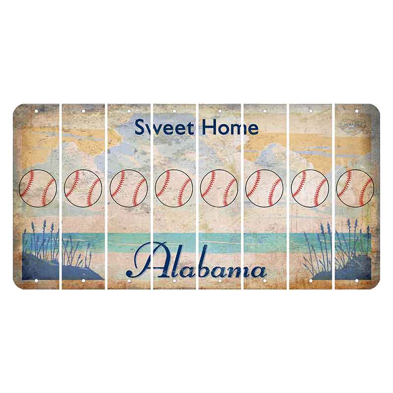 Sweet Home Alabama Cut License Plate Strips (Set of 8) Baseball
