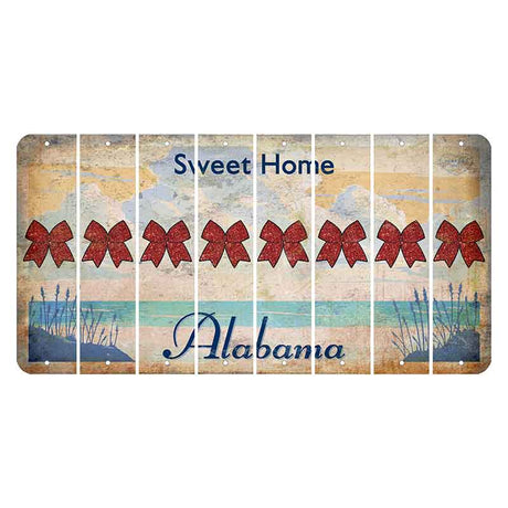 Sweet Home Alabama Cut License Plate Strips (Set of 8) Cheer Bow