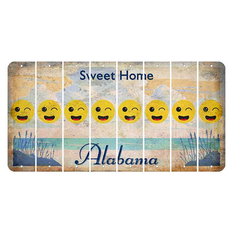 Sweet Home Alabama Cut License Plate Strips (Set of 8) Emoji - Winking