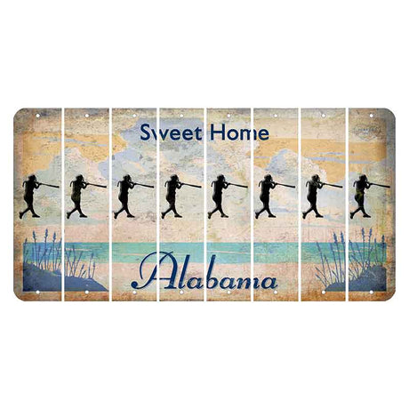 Sweet Home Alabama Cut License Plate Strips (Set of 8) Softball Batter