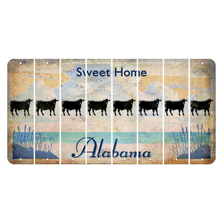 Sweet Home Alabama Cut License Plate Strips (Set of 8) Dairy Cow