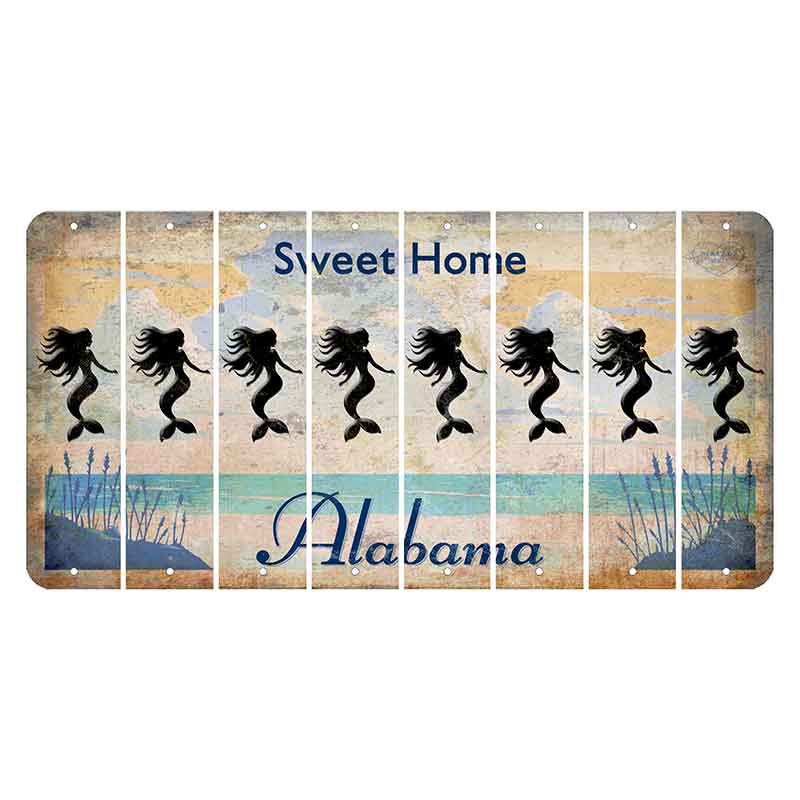 Sweet Home Alabama Cut License Plate Strips (Set of 8) Mermaid