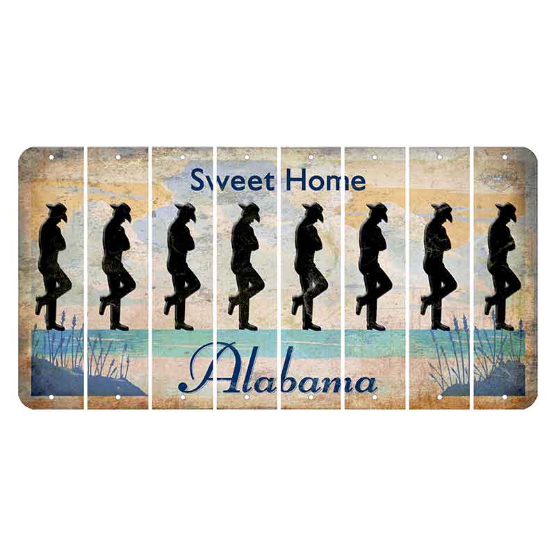 Sweet Home Alabama Cut License Plate Strips (Set of 8) Cowboy - Leaning