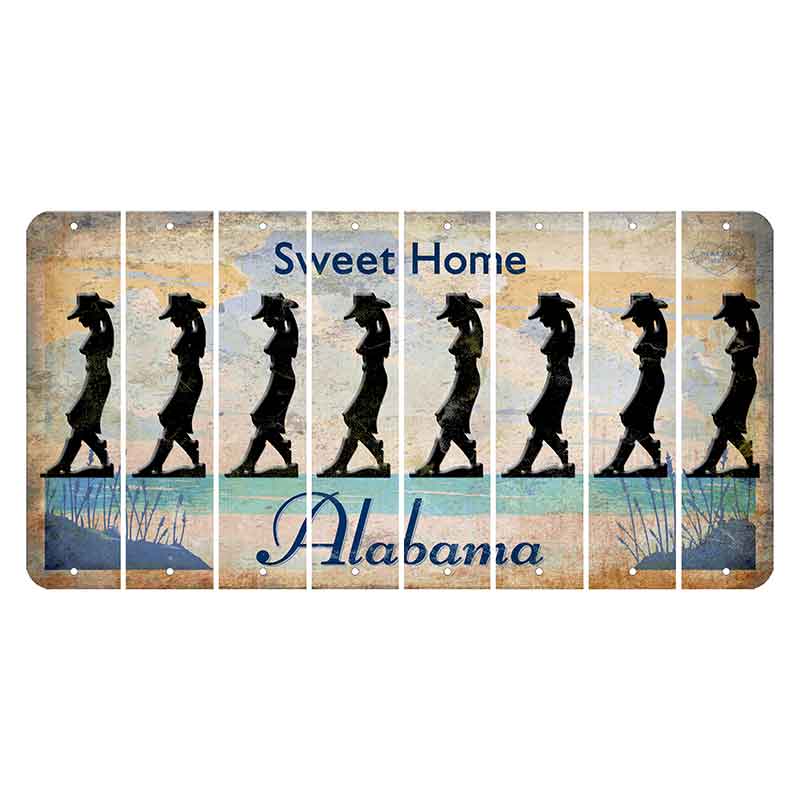 Sweet Home Alabama Cut License Plate Strips (Set of 8) Cowgirl - Leaning