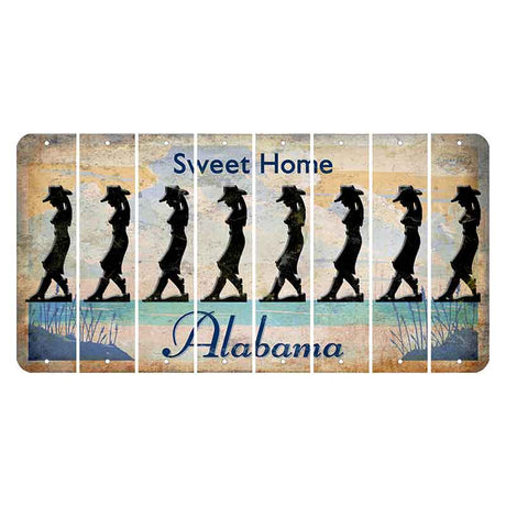 Sweet Home Alabama Cut License Plate Strips (Set of 8) Cowgirl - Leaning