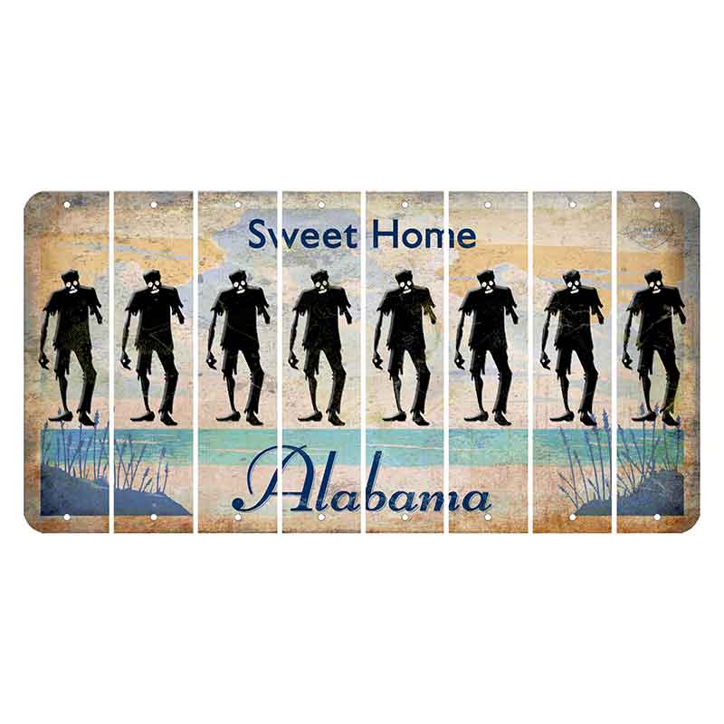 Sweet Home Alabama Cut License Plate Strips (Set of 8) Zombie