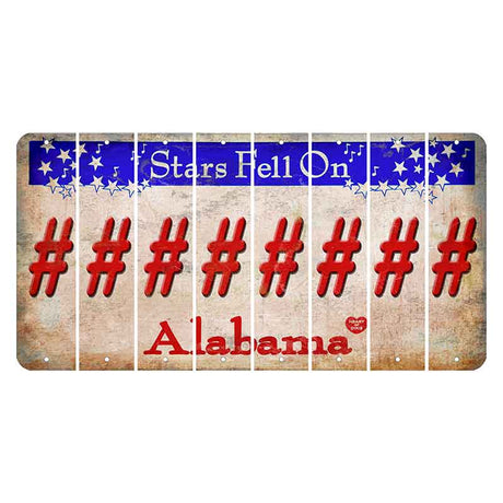 Stars Fell on Alabama Cut License Plate Strips (Set of 8) Hashtag