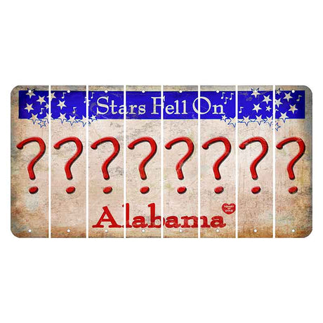 Stars Fell on Alabama Cut License Plate Strips (Set of 8) Question Mark