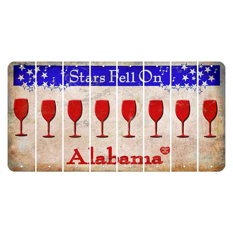 Stars Fell on Alabama Cut License Plate Strips (Set of 8) Wine Glass