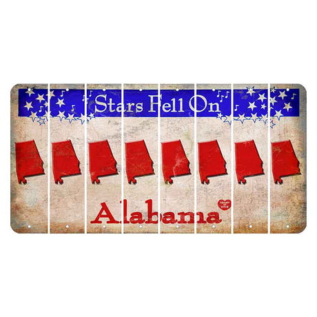 Stars Fell on Alabama Cut License Plate Strips (Set of 8) State Silhouette