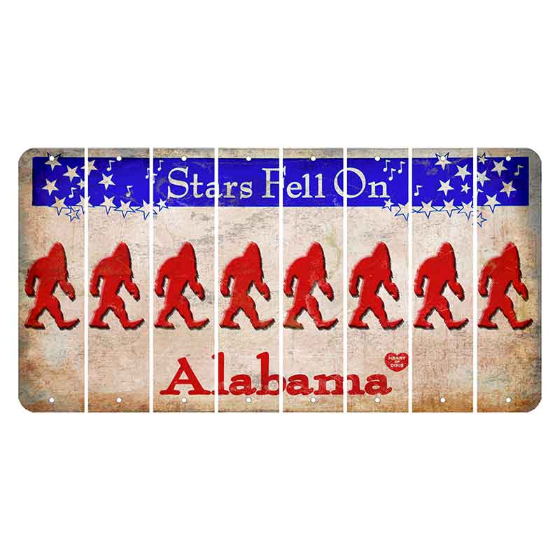 Stars Fell on Alabama Cut License Plate Strips (Set of 8) Bigfoot