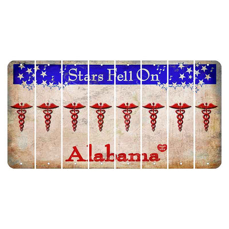 Stars Fell on Alabama Cut License Plate Strips (Set of 8) Caduceus