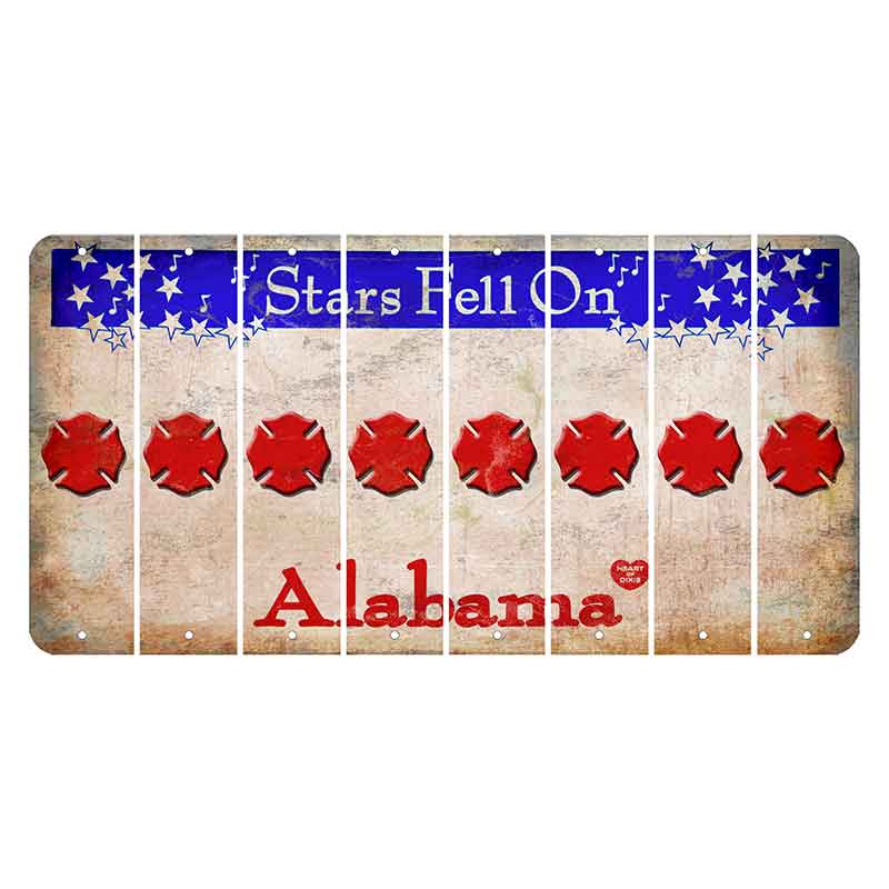 Stars Fell on Alabama Cut License Plate Strips (Set of 8) Fire Badge