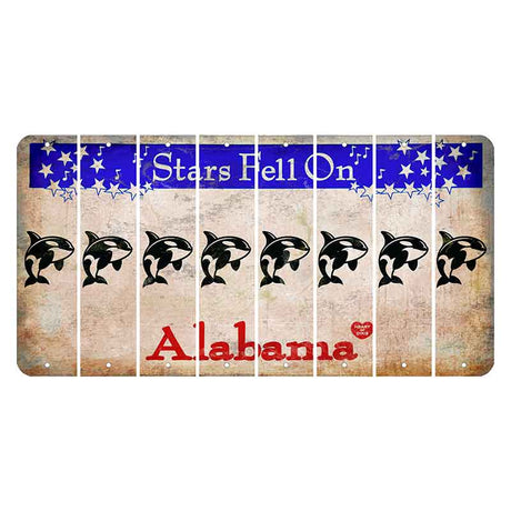 Stars Fell on Alabama Cut License Plate Strips (Set of 8) Whale