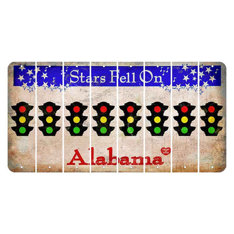 Stars Fell on Alabama Cut License Plate Strips (Set of 8) Traffic Light