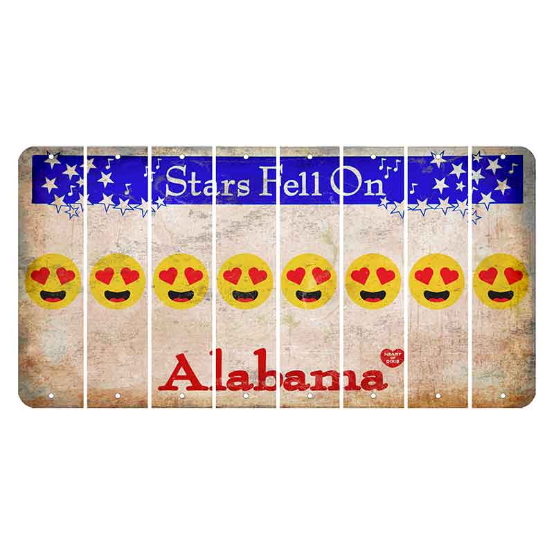 Stars Fell on Alabama Cut License Plate Strips (Set of 8) Emoji - Heart Eyes