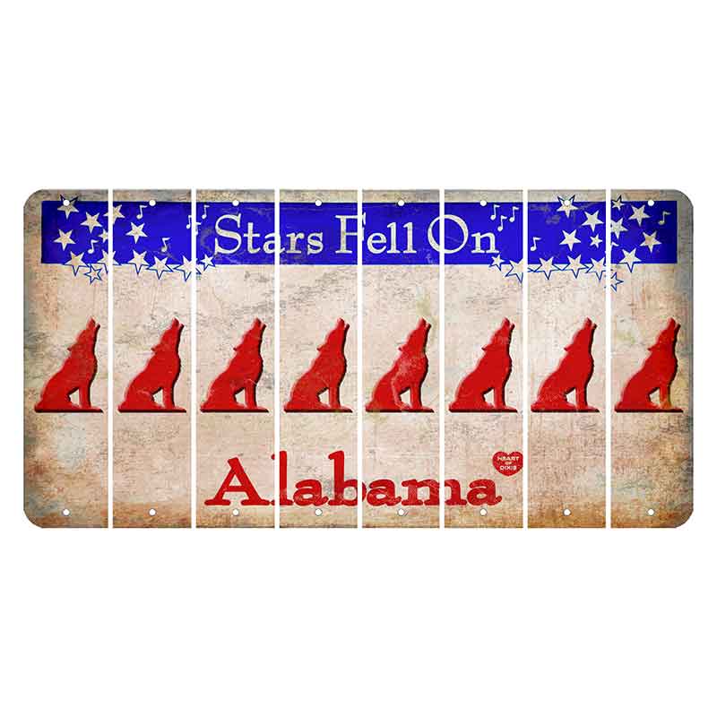 Stars Fell on Alabama Cut License Plate Strips (Set of 8) Howling Wolf
