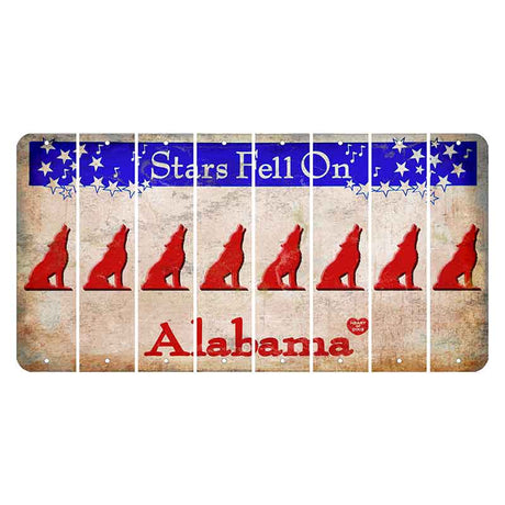 Stars Fell on Alabama Cut License Plate Strips (Set of 8) Howling Wolf