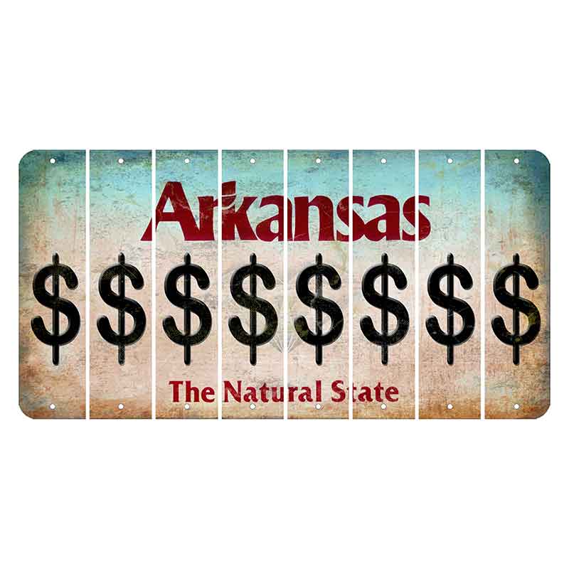 Arkansas Diamond Cut License Plate Strips (Set of 8) Dollar Sign