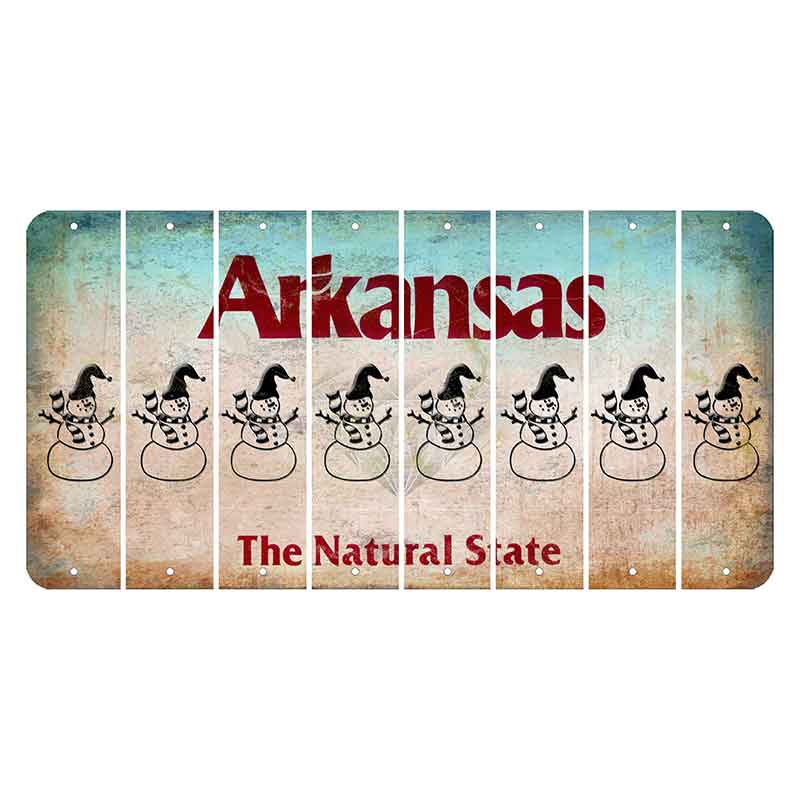 Arkansas Diamond Cut License Plate Strips (Set of 8) Snowman