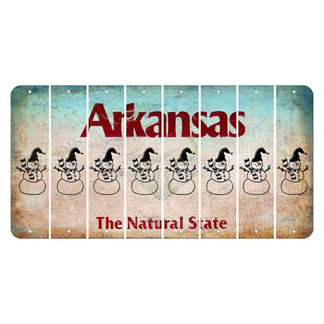 Arkansas Diamond Cut License Plate Strips (Set of 8) Snowman